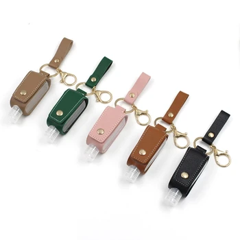 

Portable Empty Travel Bottle Set PU Leather Pouch Holder Keychain Small Squeeze Bottles Refillable Containers for Toiletry Shamp