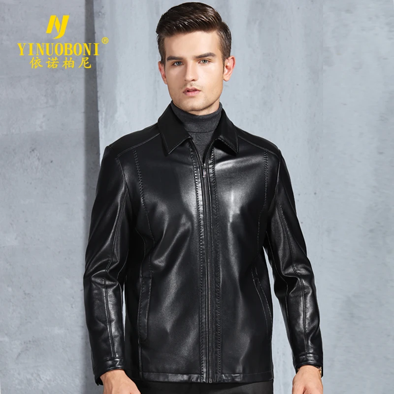 

Men Clothing 2019 Genuine Leather Jacket Sheepskin Coat Lapel Father Coat Middle-aged Spring And Autumn Short Leather Jackets