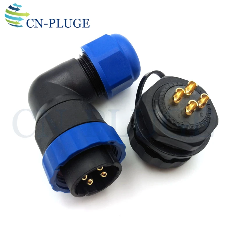 SD20 IP68 방수 2 3 4 5 6 7 9 10 12 14 핀 항공 커넥터, 20mm 패널 장착 직각 커넥터 플러그 및 소켓