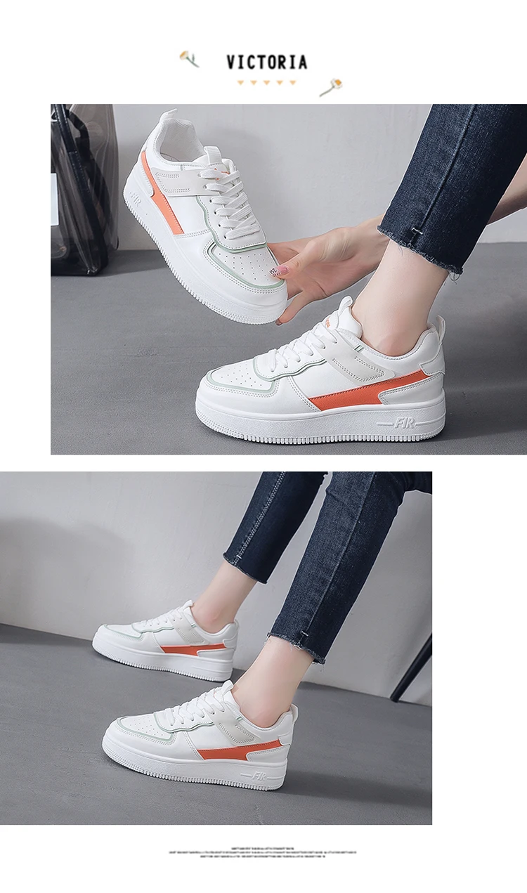 2021 Autumn Women Sneakers White Tennis Women Shoes Leather Lace Up Ladies Shoes Platform Falts Casual Women Vulcanize Shoes