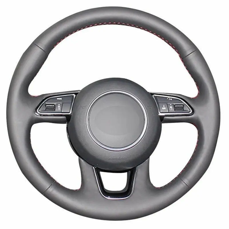 

For Audi Q3 Q5 Year 2013-2015 Top Leather Steering Wheel Hand-stitch on Wrap Cover