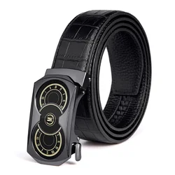 Crocodile Pattern Men Belts Genuine Leather Automatic Buckle Belt For Men Luxury Designer High Quality Business Strap Belt