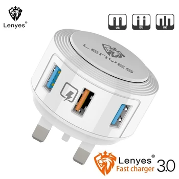 

Lenyes 28W QC3.0 Chargers EU UK US Plug Triple USB Connector Ios Micro TypeC Cable All Smartphone Quick Charging Adapter LCH069