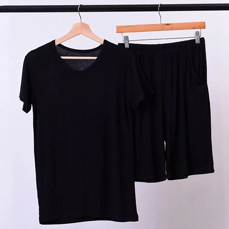 Plus Size 6XL 7XL 8XL 50-170KG Summer Modal Home Wear Set Men Pajamas Sets Soft Casual Sleep Wear Short Sleeve Top and Shorts pajamas set,man pajamas set