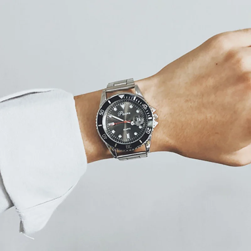 

Relojes 2019 Fashion Rolexable Watch Men Quartz Business Wristwatches Black Casual Male Stainless Steel Waterproof Date Clock