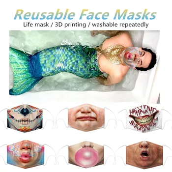 

Funny Pattem 3D Print Mascarillas Grimace Protective Dustproof bacteria proof Mouth Masks Skeleton Half Face Mask4all Reusable