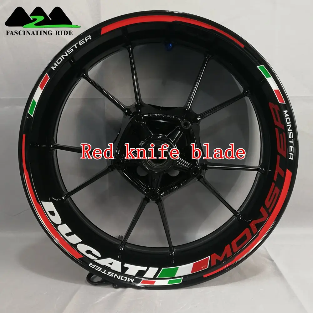 Применимый для поездок на мотоцикле Ducati 796/696/795/821/848/899/899/1200/1199/1299 Monster в байкерском стиле из водонепроницаемого материала светоотражающего стикера - Цвет: Blade red