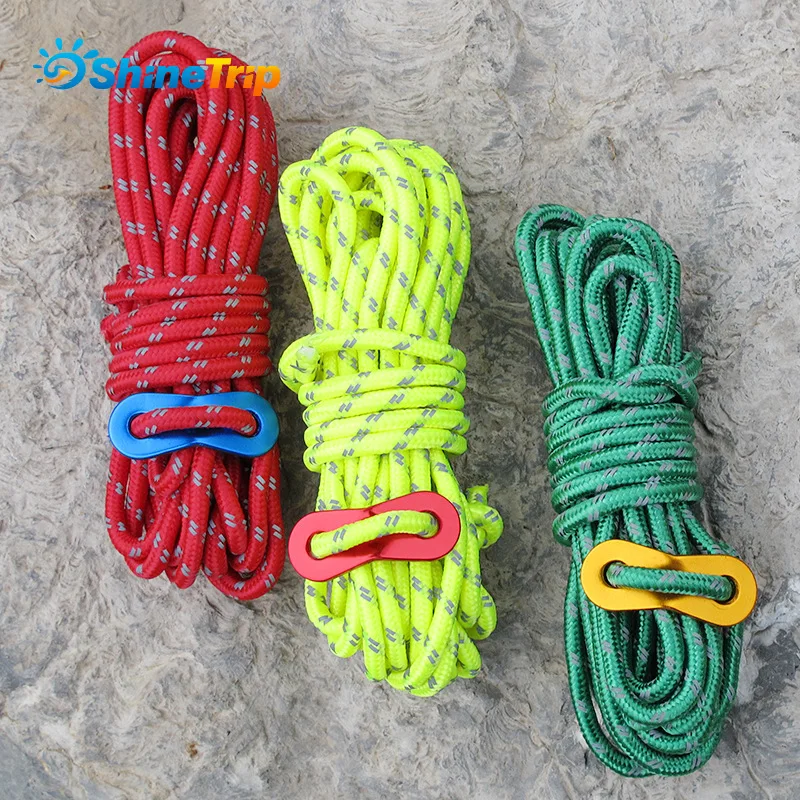 

4m Mountain Fun Outdoor Camping Rally Windproof Reflective Rope Bold 4mm Rope Canopy Tent Accessories Polyester Wind Rope Buckle