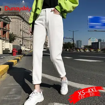 

Cotton White Jeans For Women High Waist Harem Mom Jeans Spring 2019 New Plus Size Black Women Jeans Denim Pants Beige Blue