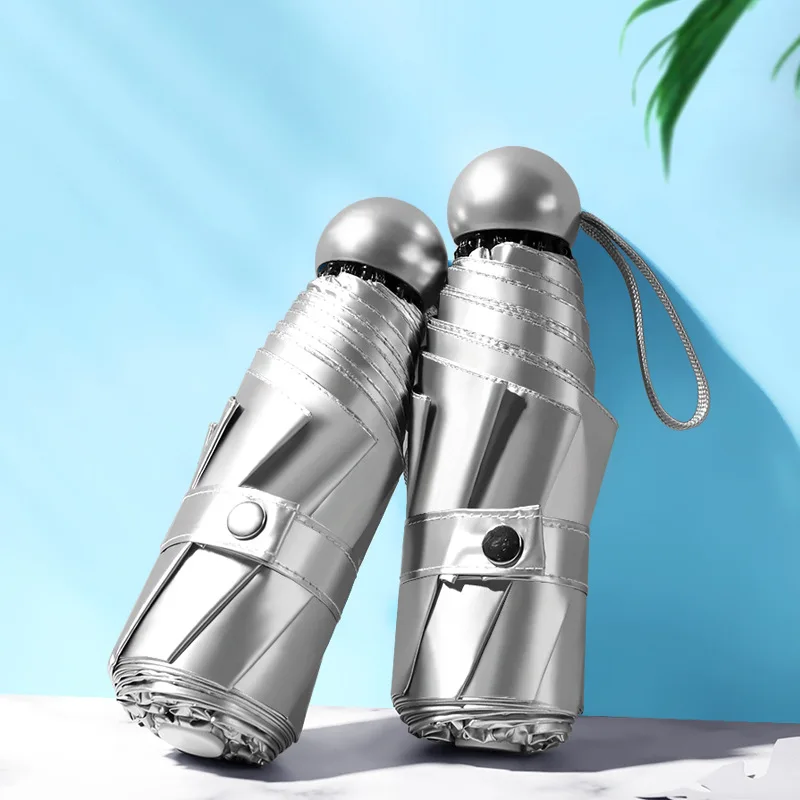 

Currently Available New Style Creative Titanium Silver Umbrella Half off 8 Bone All-Weather Umbrella Mini Parasol Sun-resistant