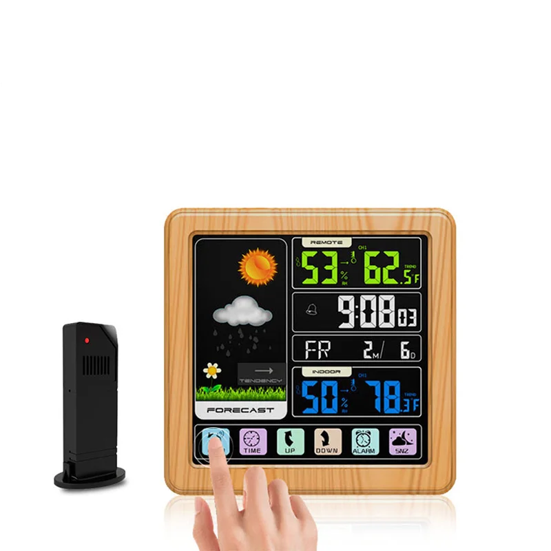 Wood grain Модные часы для погоды, домашний декор, настольные часы, светодиодный дисплей с температурой/влажностью/датой/дисплеем, многоязычный - Цвет: Wood grain
