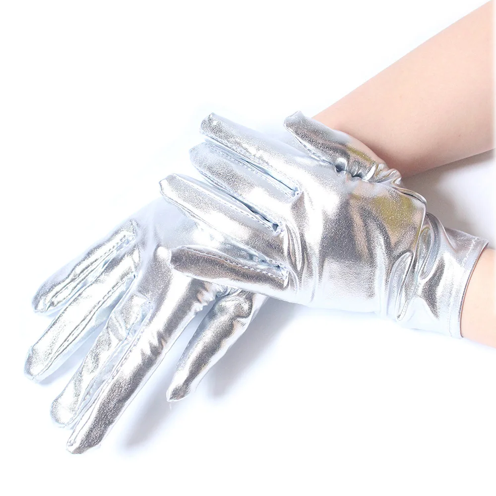 

Short Patent Leather Gloves Stage Performance Gloves Bright Color Bright Leather Etiquette Gloves Unisex