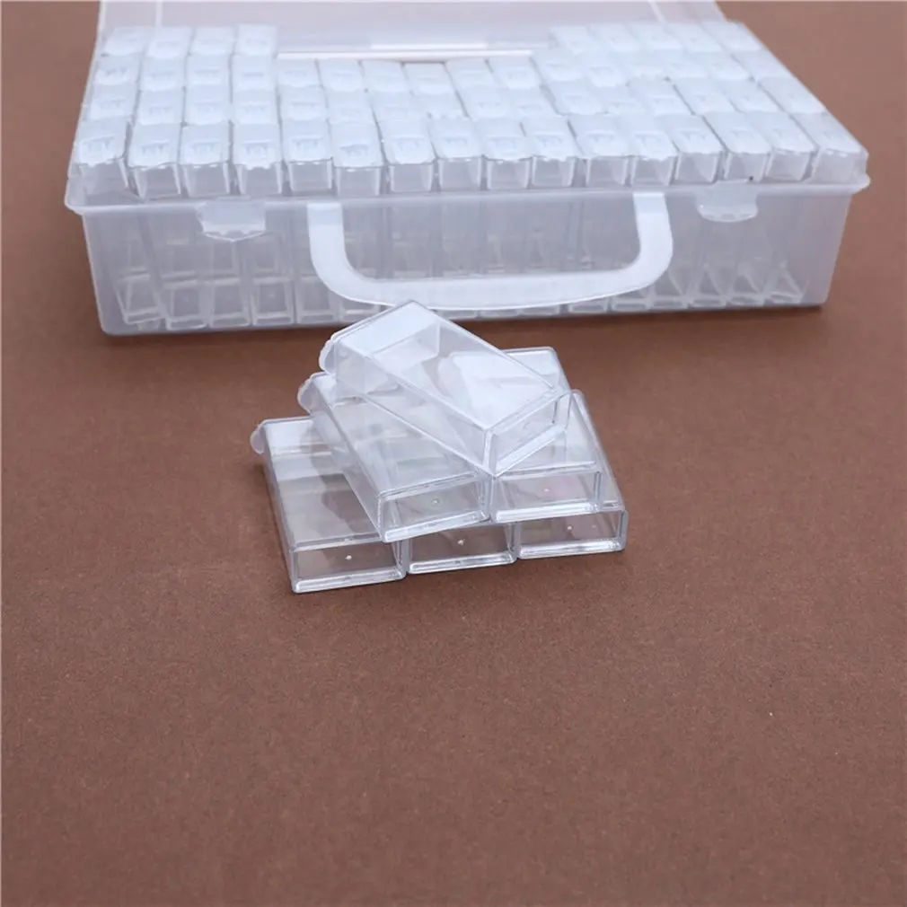 

Storage Box Case Holder Container Pills Jewelry Box Nail Art Tips 64 Grids Organizer Nail Art Tips Box