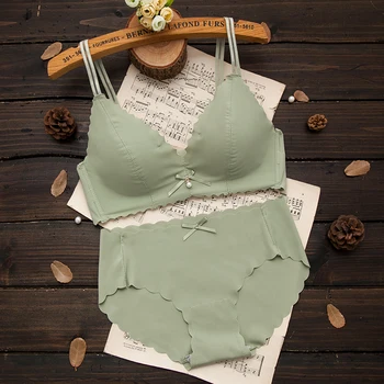 

No rims underwear women seamless bra thin girls gathered sexy underwear