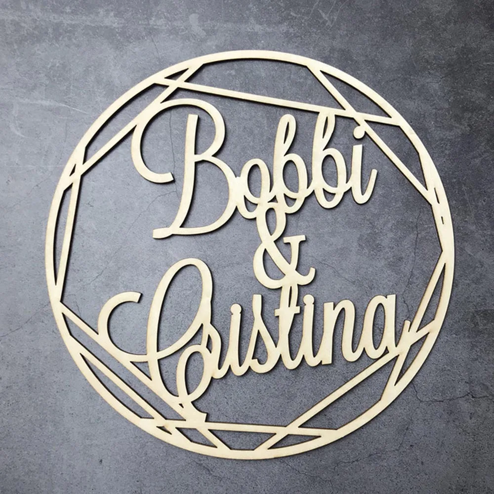 Custom Wooden Wedding Wall Sign Personalized Bride And Groom Name Babyshower Sign Circle Shape Party Decor Unique Party Gift (5)