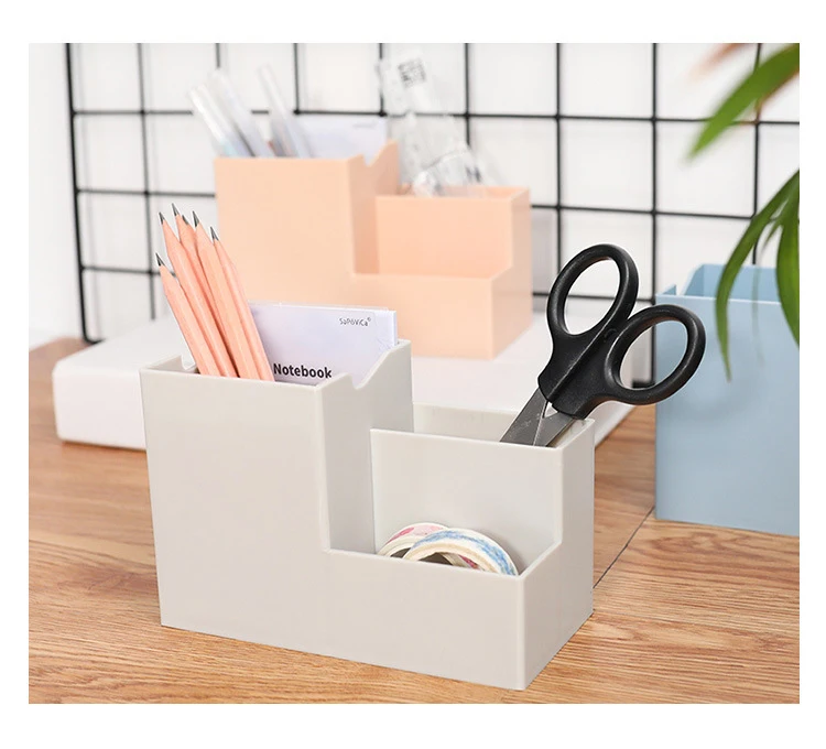 Creative Multifunctional Sorting Frame Simple Plastic Desktop Pen Container Storage Box Students Office Supplies