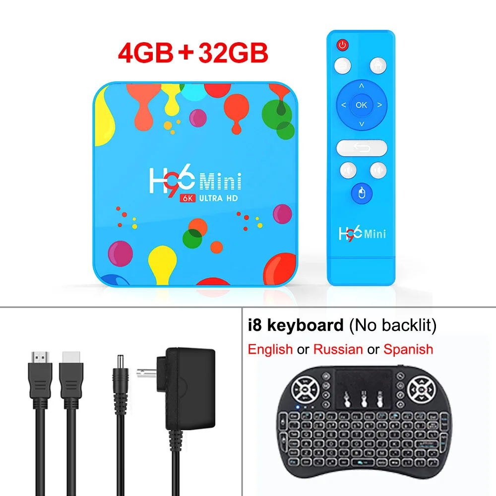 4 ГБ 128 ГБ H96 мини IP tv box Android 9,0 tv box Allwinner H6 6K H.265 2,4g/5g Wifi проигрыватель google Youtube smart tv box 4 ГБ 32 ГБ - Цвет: 4G 32G with i8