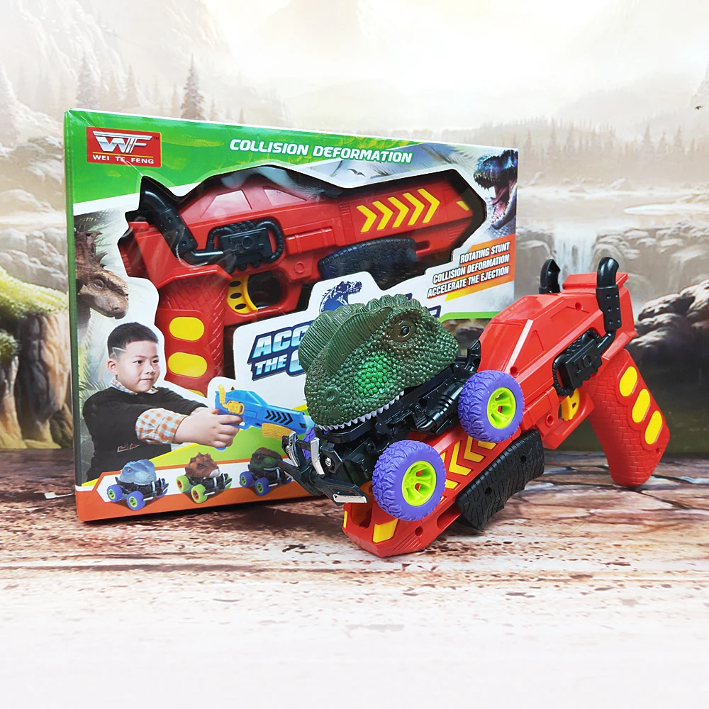 Динозавр слайд грузовик игрушки трансформация led автомобиль с пусковой установкой электрические динозавры деформационные модели мальчиков детские игрушки пистолет