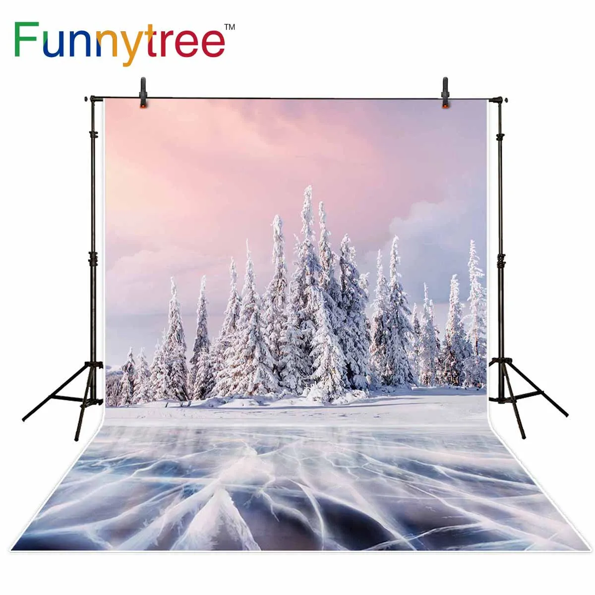 

Funnytree backdrop photocall landscape Frozen forest tree winter Christmas Photo Studio photography celebration photophone