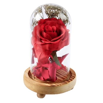

Eternal Red Rose Flower LED Light Nightlight Warm White Home Indoor Decoration Roses For Girls Valentine's Day Birthday Gift