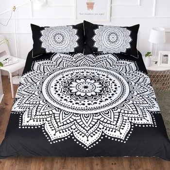

BEST.WENSD Bohemian 3d comforter bedding sets Black Mandala duvet cover winter Pillowcase queen king size bed Bedlinen Wreath
