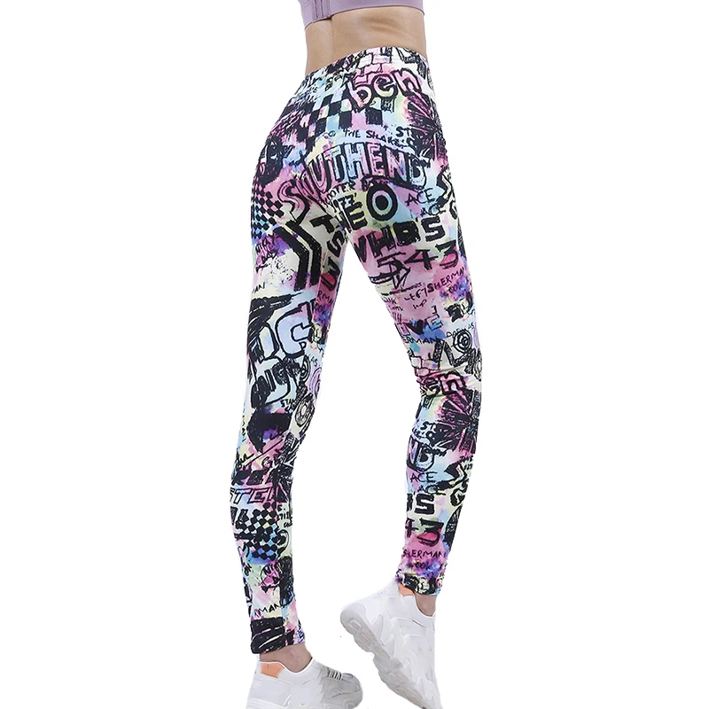 fishnet leggings YSDNCHI High Waist Stretch Gym Leggings Sports Running Sportswear Women Printing Fitness Pants Sexy Trousers nike leggings