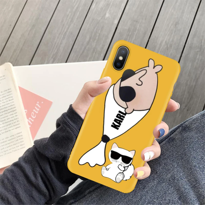 

Jamular fashion Soft Silicone Case For iPhone 8 7 6 6S Plus 7 Capa TPU Matte Coque For iPhone XR XS Max X XS KARL back cover