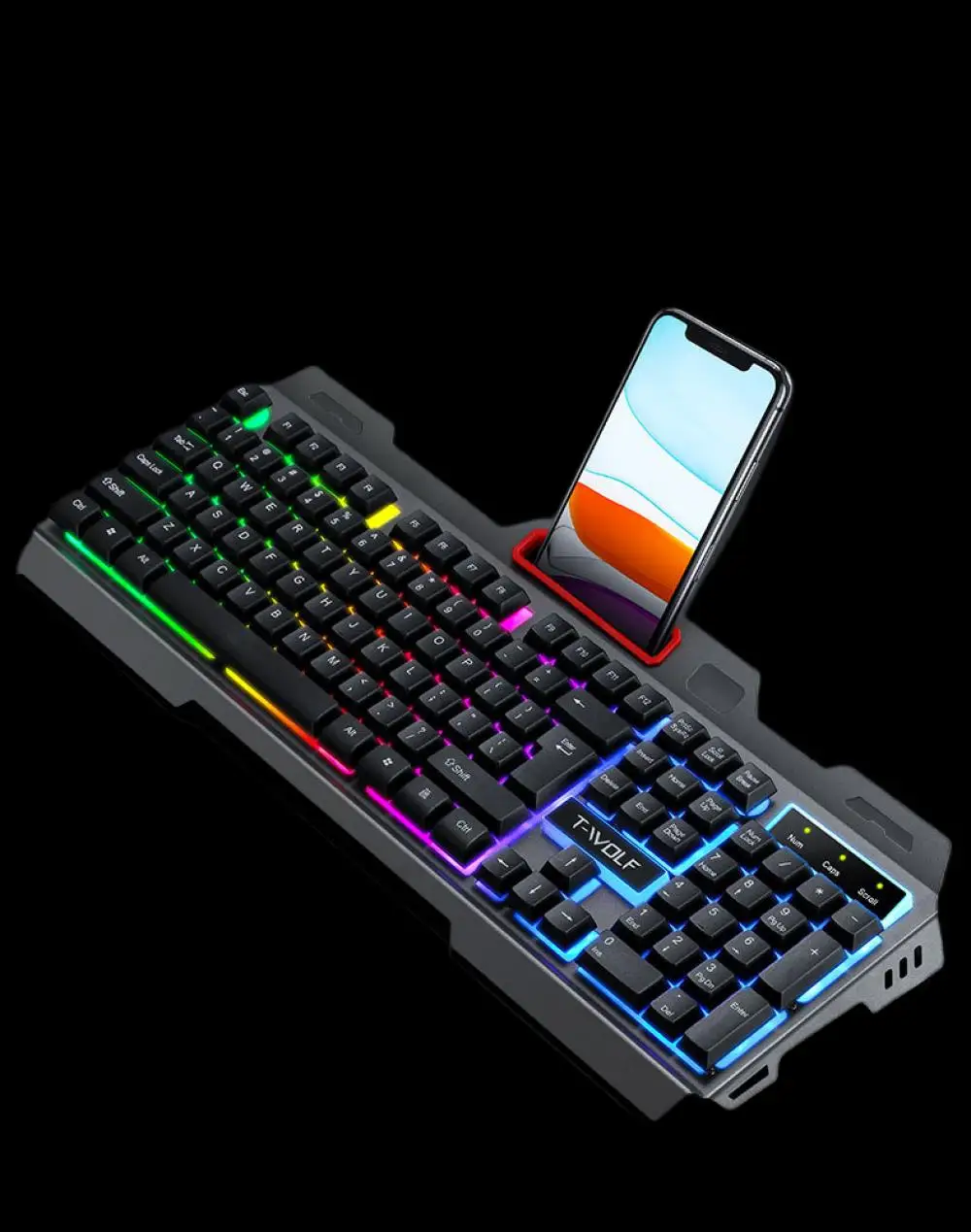 

T16 USB Wired Keyboard Metal Panel RGB Gaming Keyboard 104 Key Mechanical Feel Waterproof Keyboard for Laptop Desktop PC Gamer