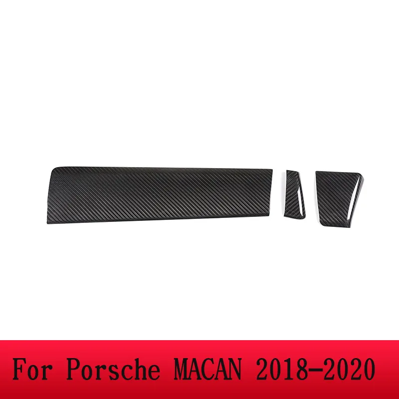 For MACAN 2018-2020 3 шт. Настоящее углеродное волокно для Porsche MACAN- Автомобильный интерьер центральная консоль декоративная панель отделка Аксессуары - Название цвета: For MACAN 2018-2020