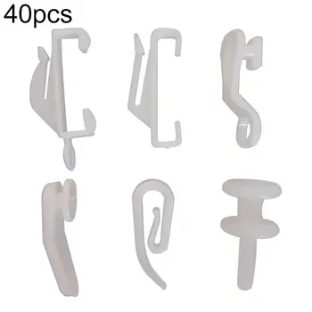 

40Pcs Plastic Window Curtain Rod Slide Rail Track Glider Hooks Drape Pole Runner Loop Clip Hook Home Curtains Accessories