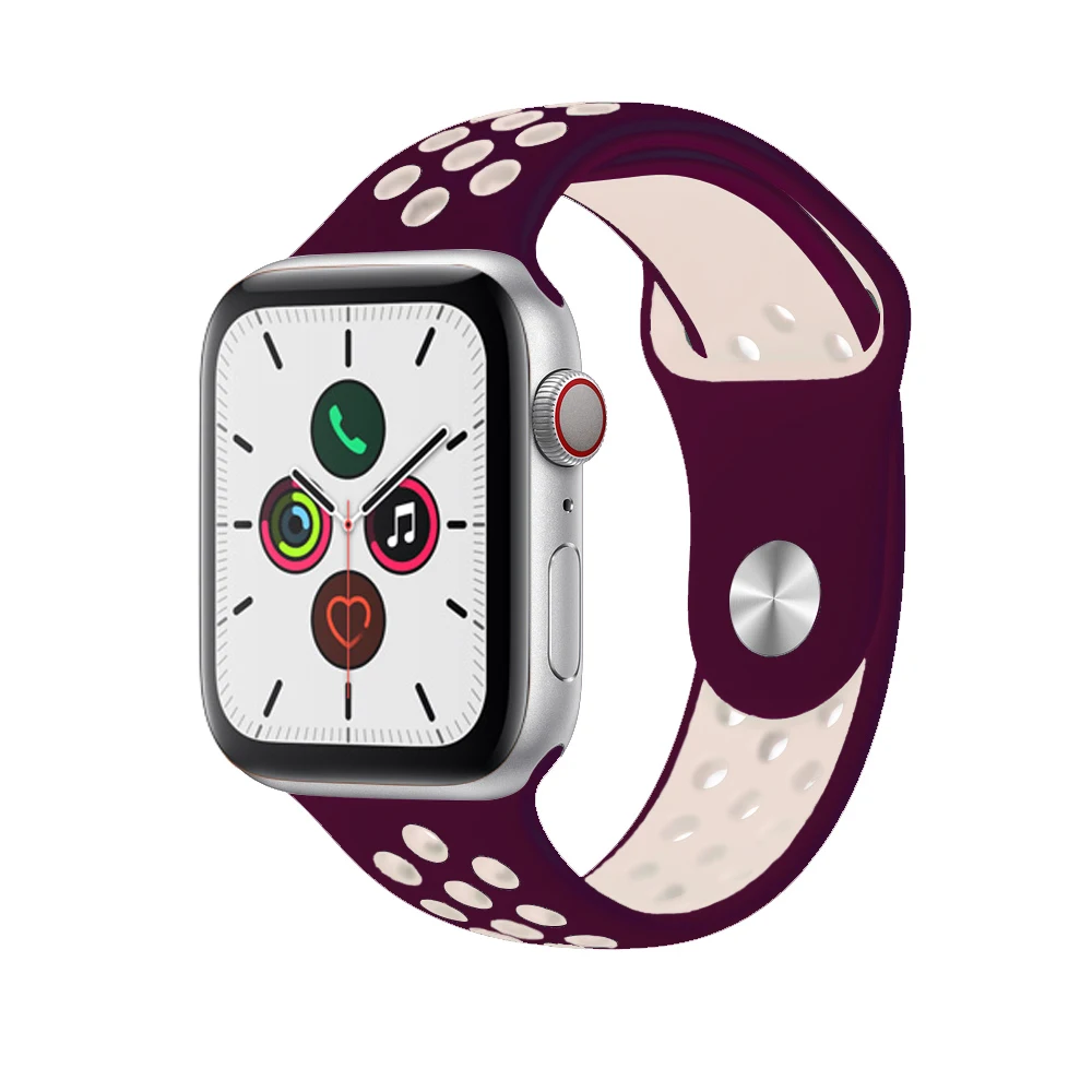 NEW wine pink Силиконовый ремешок pulseira для apple watch band 4(iwatch 5) 44 мм 40 мм apple watch 3 2 1 ремешок 42 мм 38 мм - Цвет ремешка: NEW wine pink