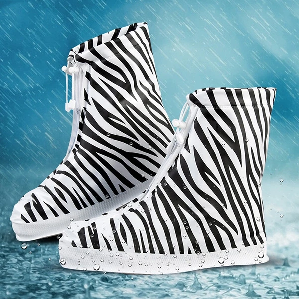 

Waterproof Non-slip Thicken Shoe Covers Fashion Printing Stripe for Women