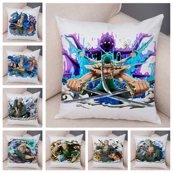 

One Piece Roronoa Zoro Pillow Case Cartoon Cushion Cover for Sofa Home Car Chair Decor Japan Anime Pillowcase Soft Plush 45*45cm