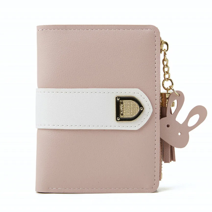 

Wallet Women Card Package Candy Color Wallet Bow Short Tassel Coin Purse Zipper Simple Multi-card Position Purse For Women A3