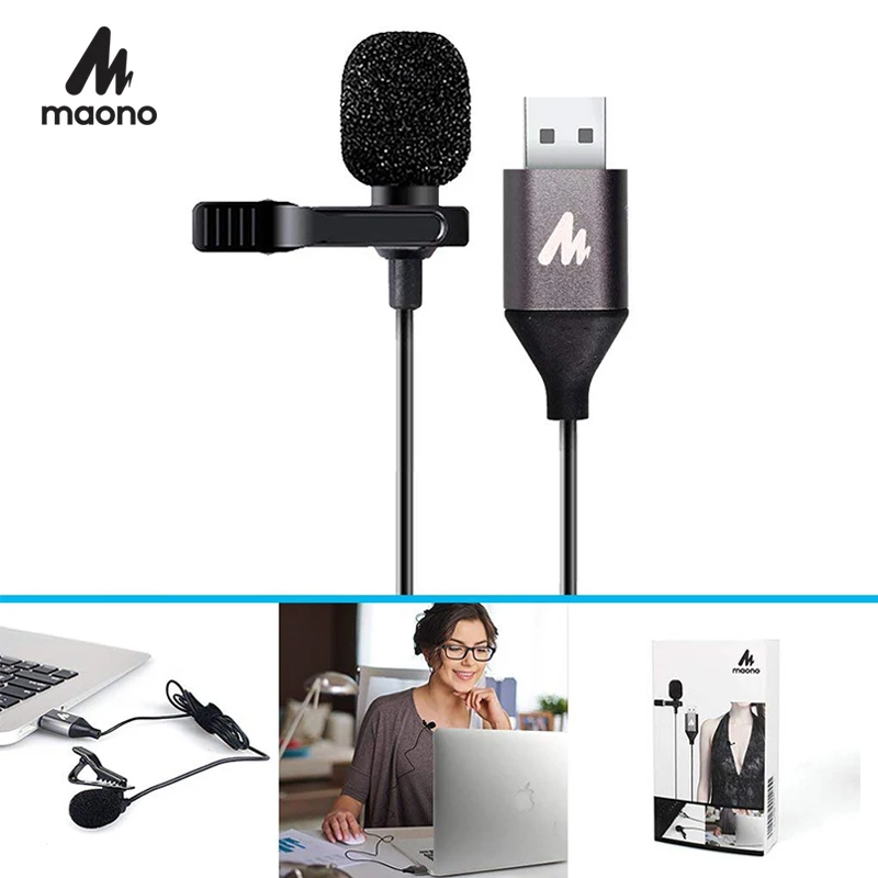 Ceny MAONO mikrofon usb Lavalier Mic zestaw głośnomówiący mikrofon kondensujący koszula przypinany kołnierz klapa mikrofonu na komputer stancjonarny Laptop YouTube