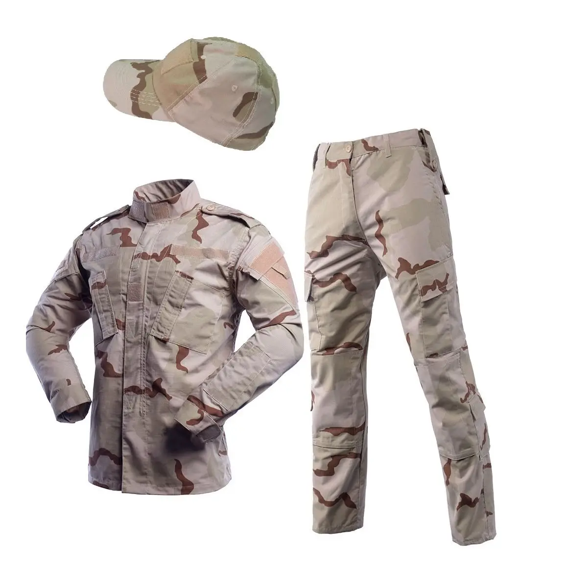 Men's Sets 3-color Desert Camouflage ACU Military Uiforms With Tactical Verclo Baseball Hat