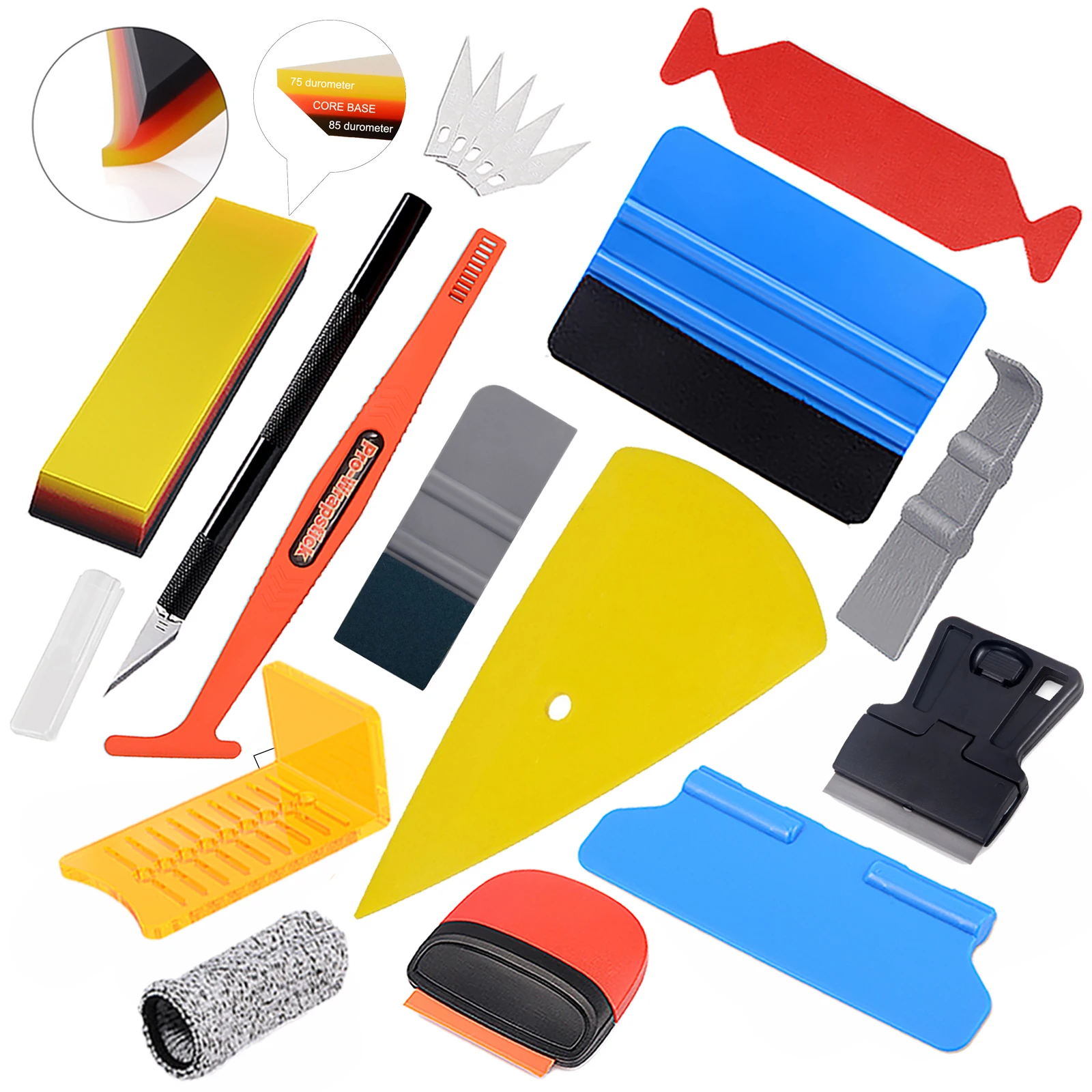 

EHDIS Vinyl Wrap Film Tools Kit Window Tint Carbon Fiber Decal Knife Cutter Car Wrapping Sticker Rubber Scraper Magnet Squeegee