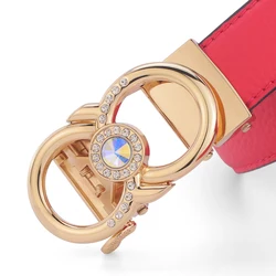 Fashion 2.4 cm Fancy Belt Ladies Casual High Quality Rhinestone Lxury Vrand Red Belt Ladies Leather Designer Cintos Masculinos