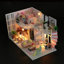 Hoomeda-Diy кукольный дом Миниатюрный с мебели Diy деревянный кукольный домик игрушки для детей день рождения Рождественские подарки Анна розовый мел