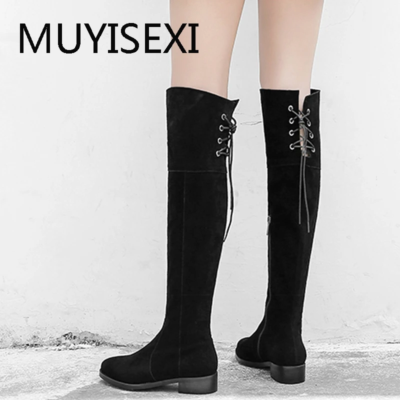 real suede thigh high boots