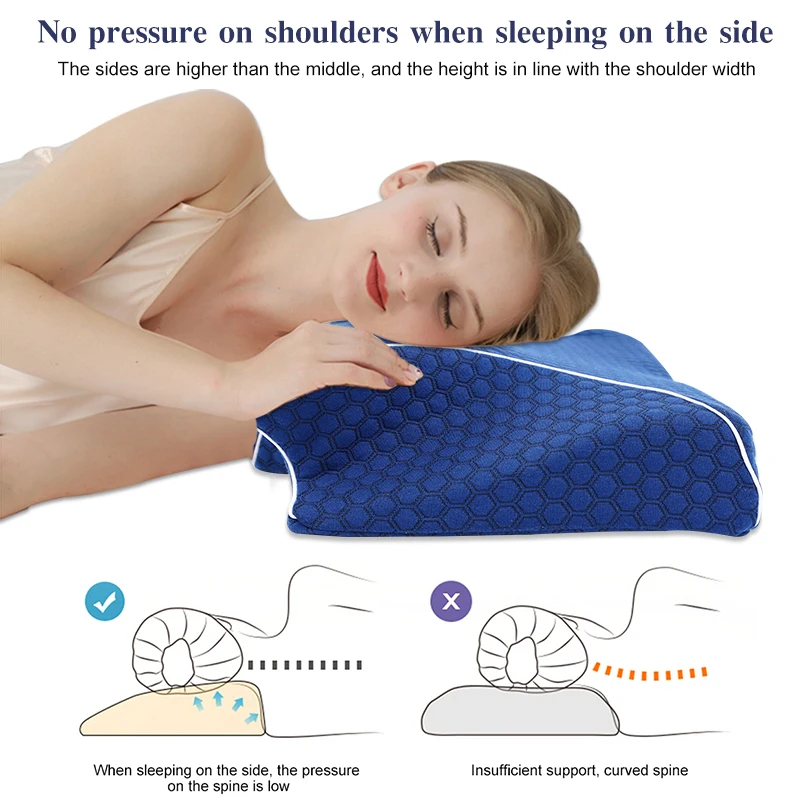 Memory Foam Bedding Pillow Shaped Ergonomic Cervical Pillow Sleeping Comfortable Neck Protection Butterfly Memory Foam Pillow 4