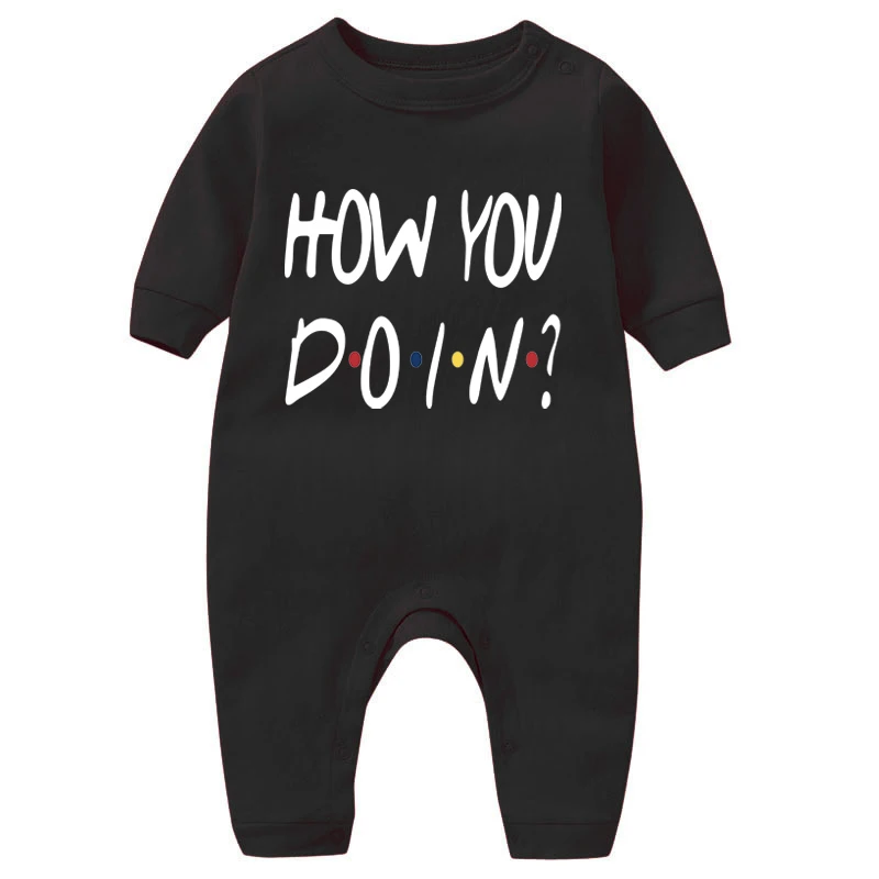 

Winter Fashion Cute Newborn Baby Bodysuit Long Sleeves Cotton Round Neck Baby Sleepwear How You Doin Letters Infant Baby Clothes