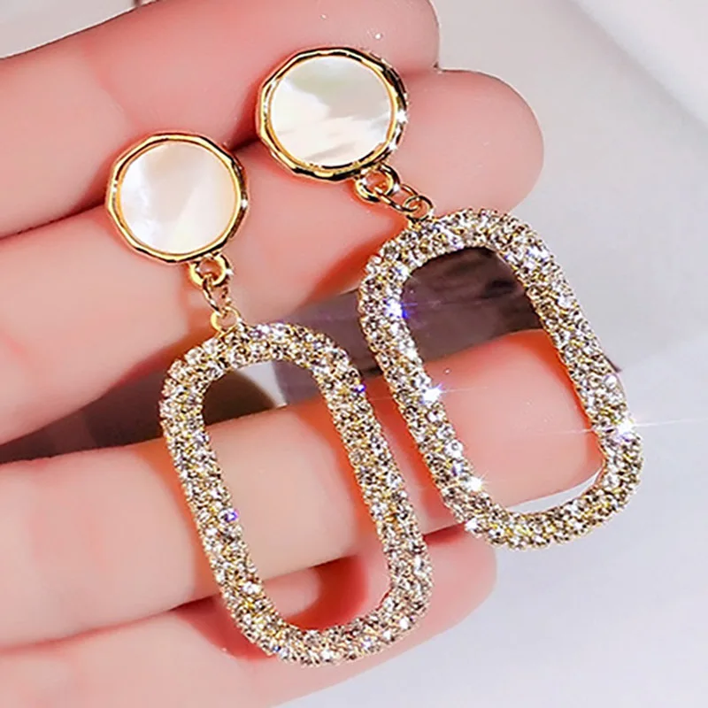 

2020 New Simple Fashion girls women earrings female wild luxury full diamond high-end stud earrings ladies jewelry woman earring