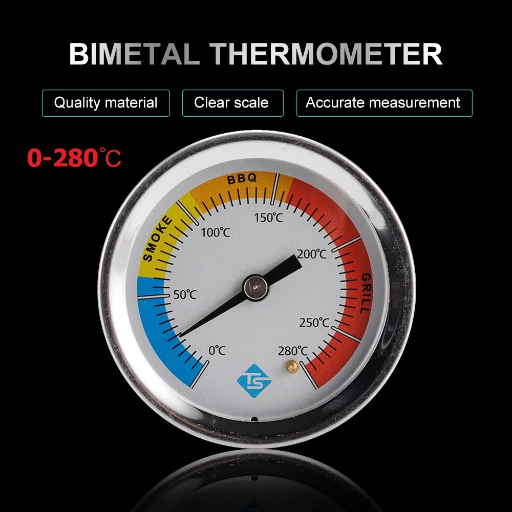 Barbecue Thermometer KKmoon Stainless Steel Thermometer Bi-Metal Thermometer Dial 0~280℃ for Grill Barbecue Smoker Oven