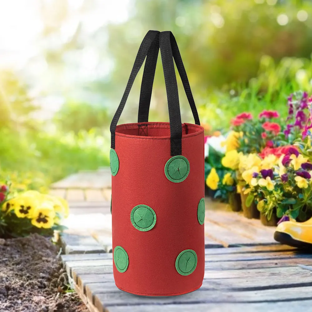 Strawberry Planting Felt Bag Garden Potatoes Potted Vertical Multi Mouth Container Outdoor Vegetable Hanging Planter Bonsai Grow plastic pots