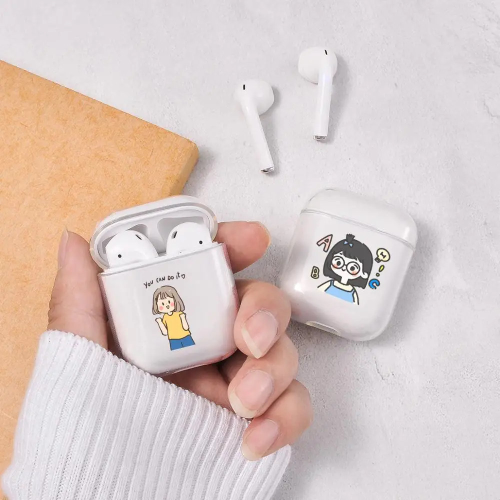 

kawaii Fashion Girl Airpods Cases Soft TPU Transparent Earphone Cases For Apple AirPods 1 2 Charging Box Cute Cartoon Cover Bag