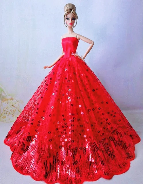 case for barbie doll clothes Princess dress trailing wedding bride marriage dress for barbie accessories toys house ornaments see chart7