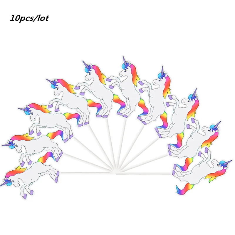 10pcs unicorn 10 шт./лот блестящая балерина, кекс, топперы на день рождения, кекс, топперы для маленьких девочек, кекс для душа, топперы для еды, танцевальные, вечерние - Цвет: 10pcs unicorn