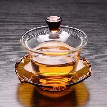 

Heisou only three glass tureen tea cups kung fu tea flower tea cups to bowl