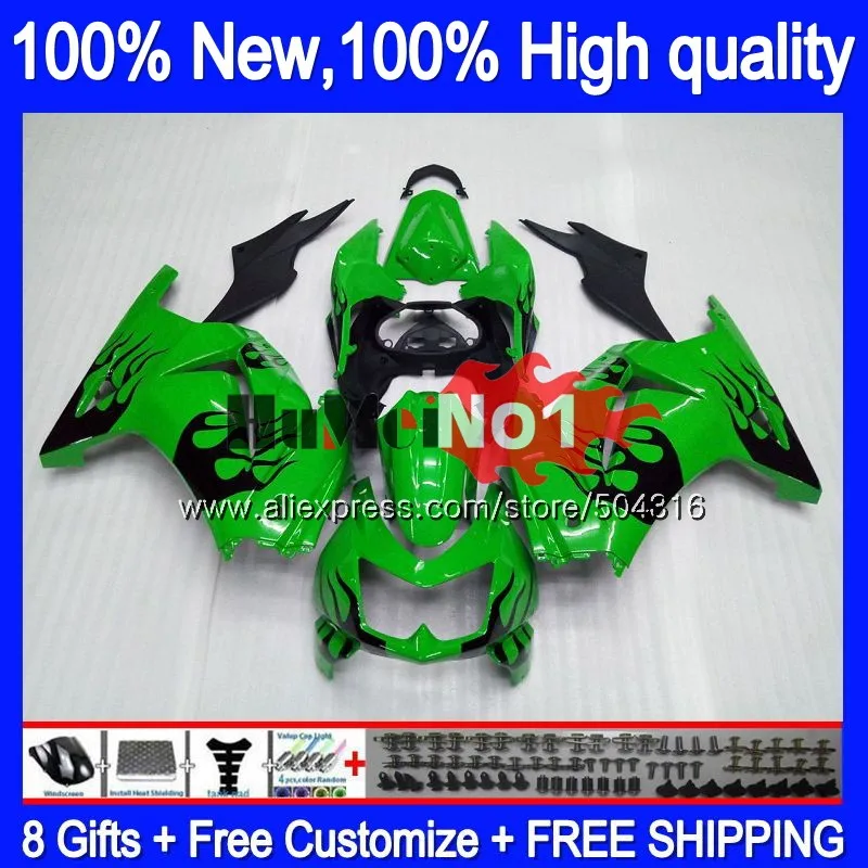 Комплект для KAWASAKI EX250 ZX250 R EX250R черный Пламя 10MC. 8 ZX EX 250 250R ZX250R 2008 2009 2010 2011 2012 08 09 10 11 12 обтекатель - Цвет: No. 1